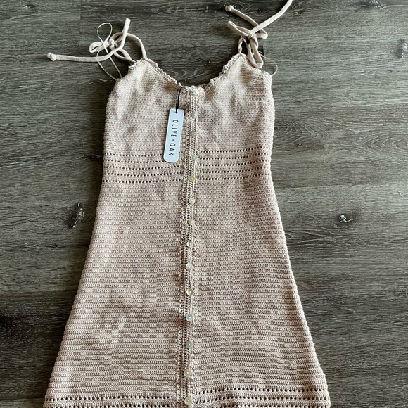 Olive & Oak Tan Ribbed Sundress Sleeveless Mini - Picture 2 of 6